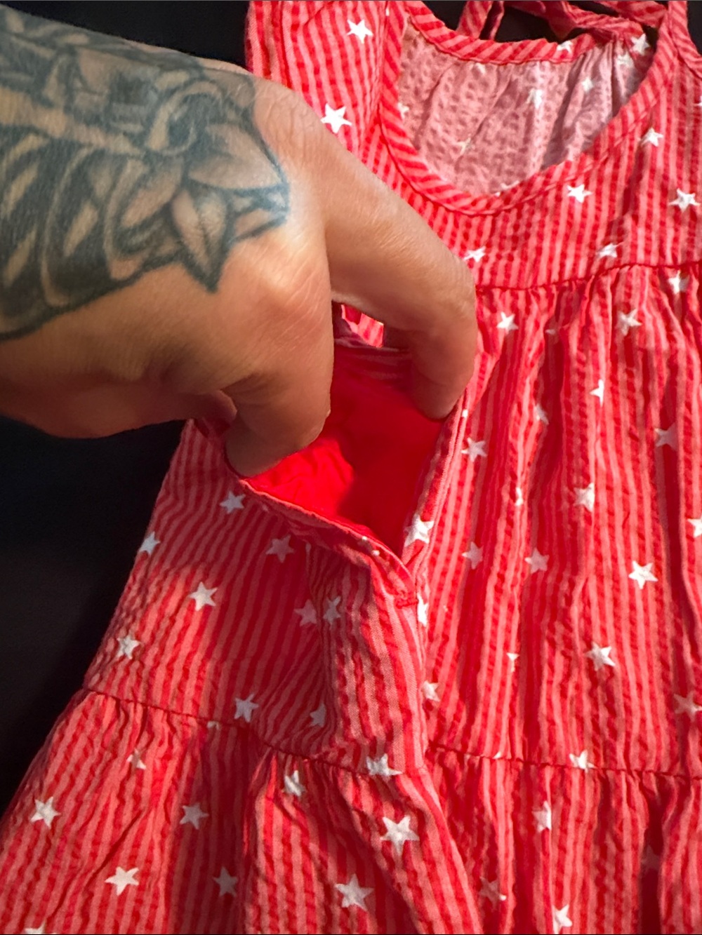 Cat & Jack Red Striped Star Print Sundress - Picture 4 of 4
